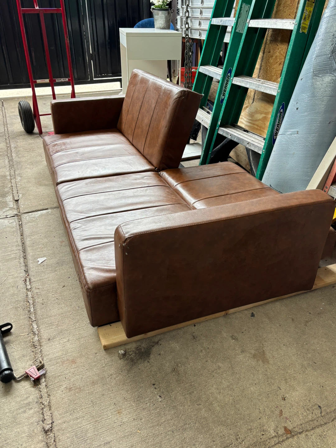 Brown Faux Leather Sofa