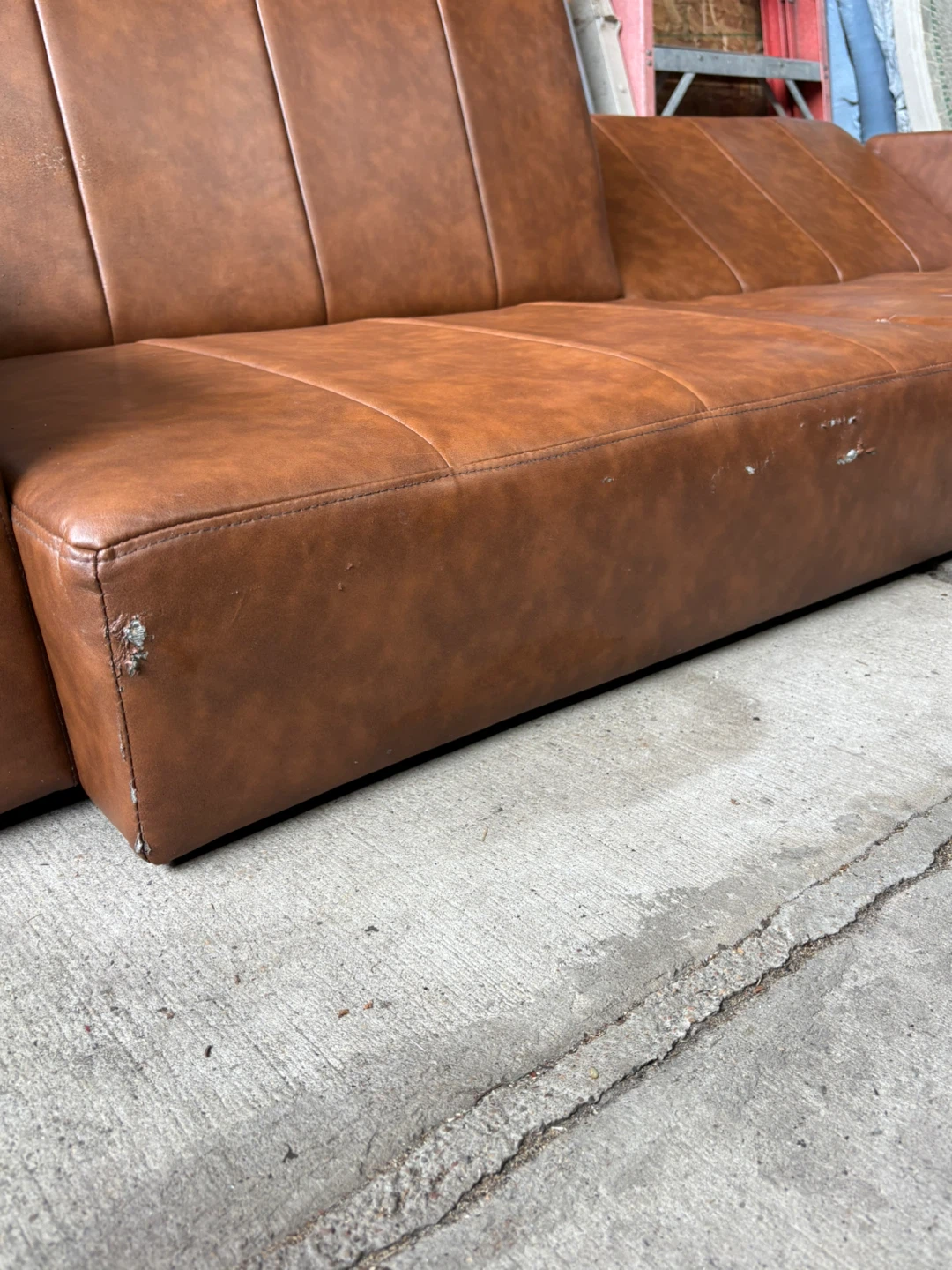 Brown Faux Leather Sofa - photo 5