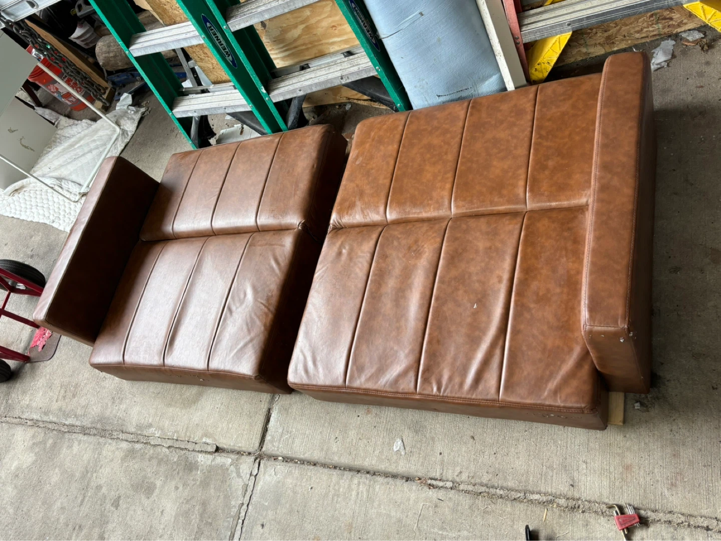 Brown Faux Leather Sofa - photo 3