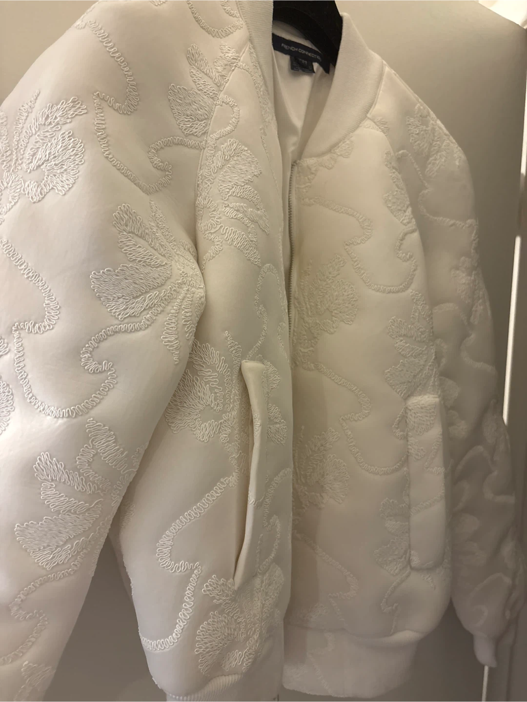 French Connection White Embroidered Bomber Jacket - photo 2