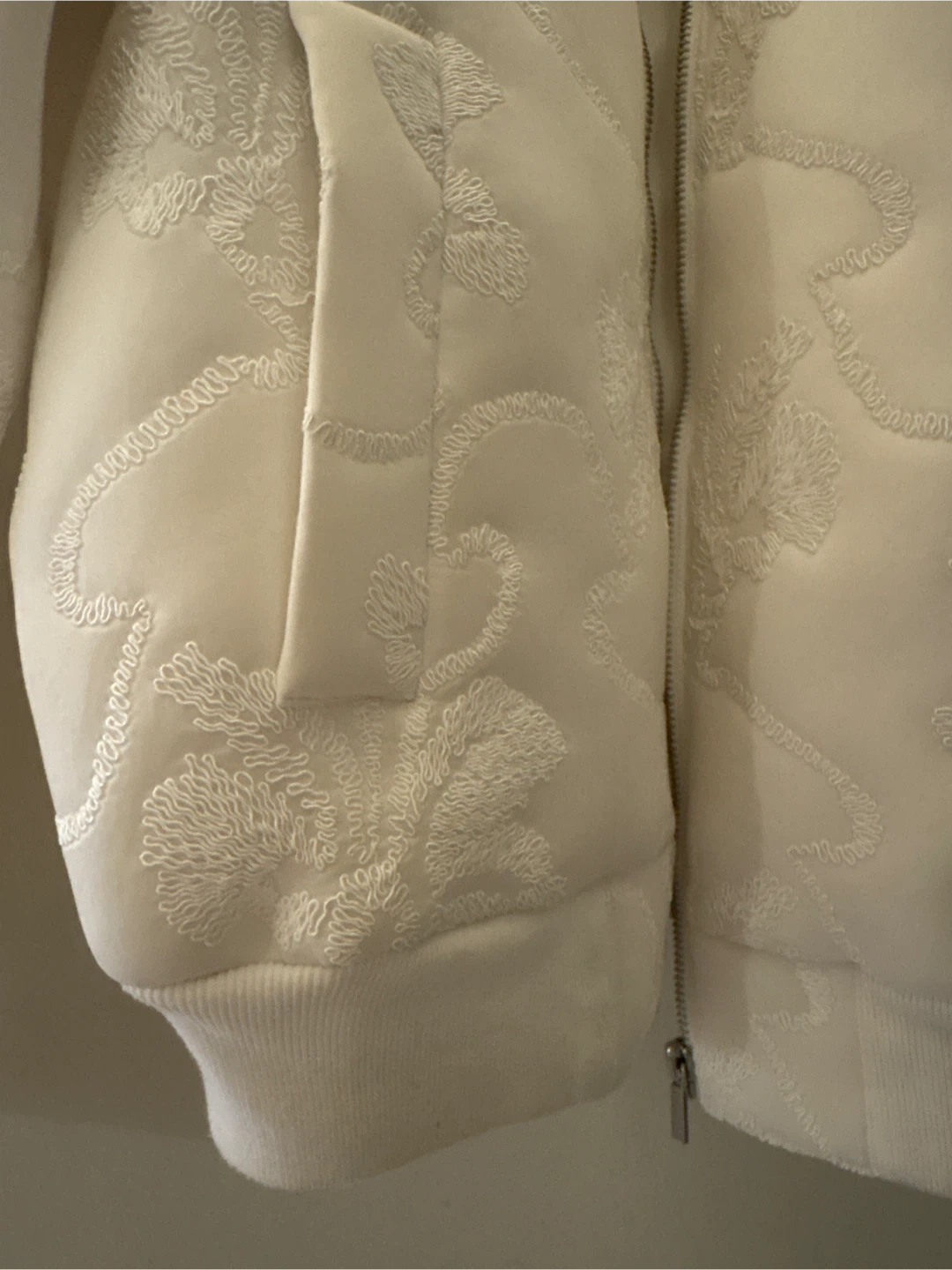 French Connection White Embroidered Bomber Jacket - photo 3