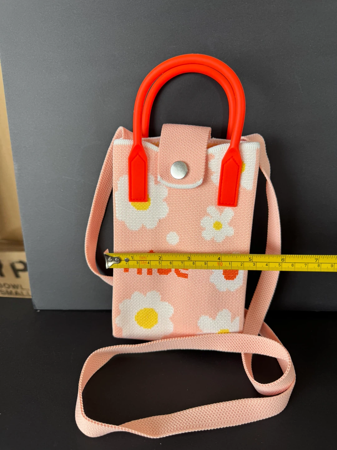 Pink 'nice' Floral Phone Pouch Bag with Orange Handles - photo 2