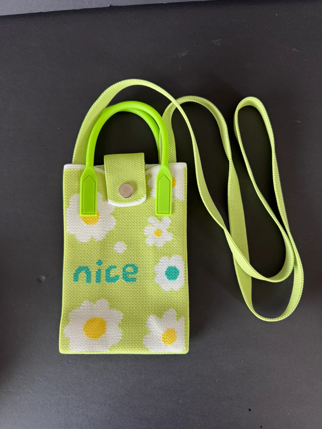 Pink 'nice' Floral Phone Pouch Bag with Orange Handles - photo 5