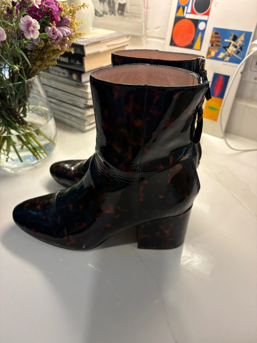 Jcrew leather Tortoiseshell Patent Ankle Boots - photo 2
