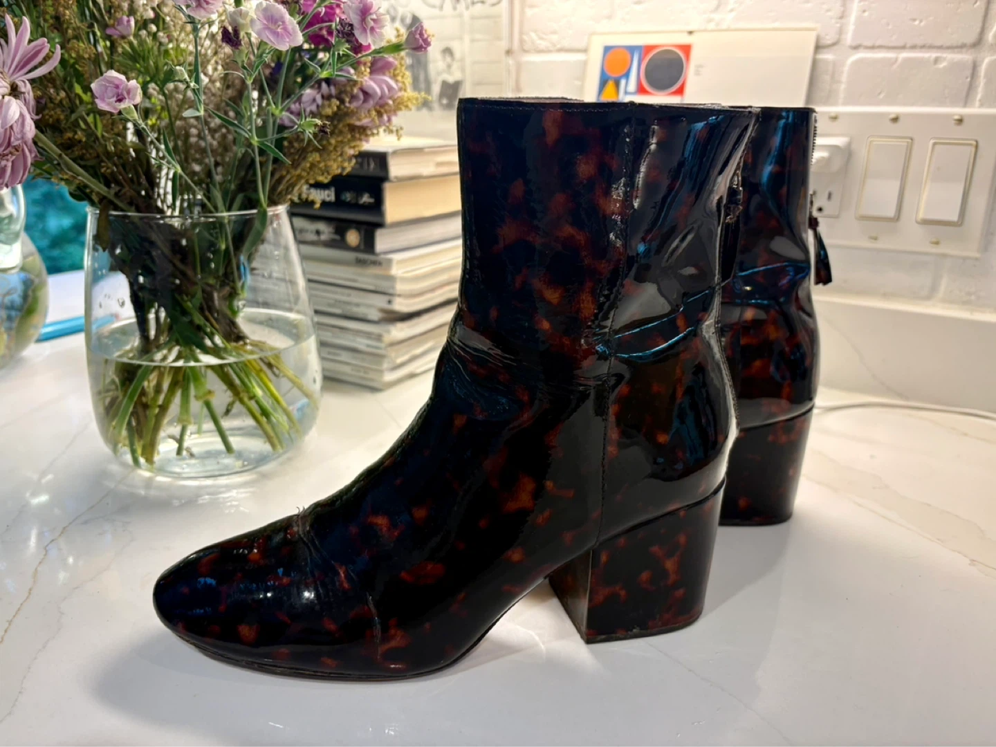 Jcrew leather Tortoiseshell Patent Ankle Boots - photo 5