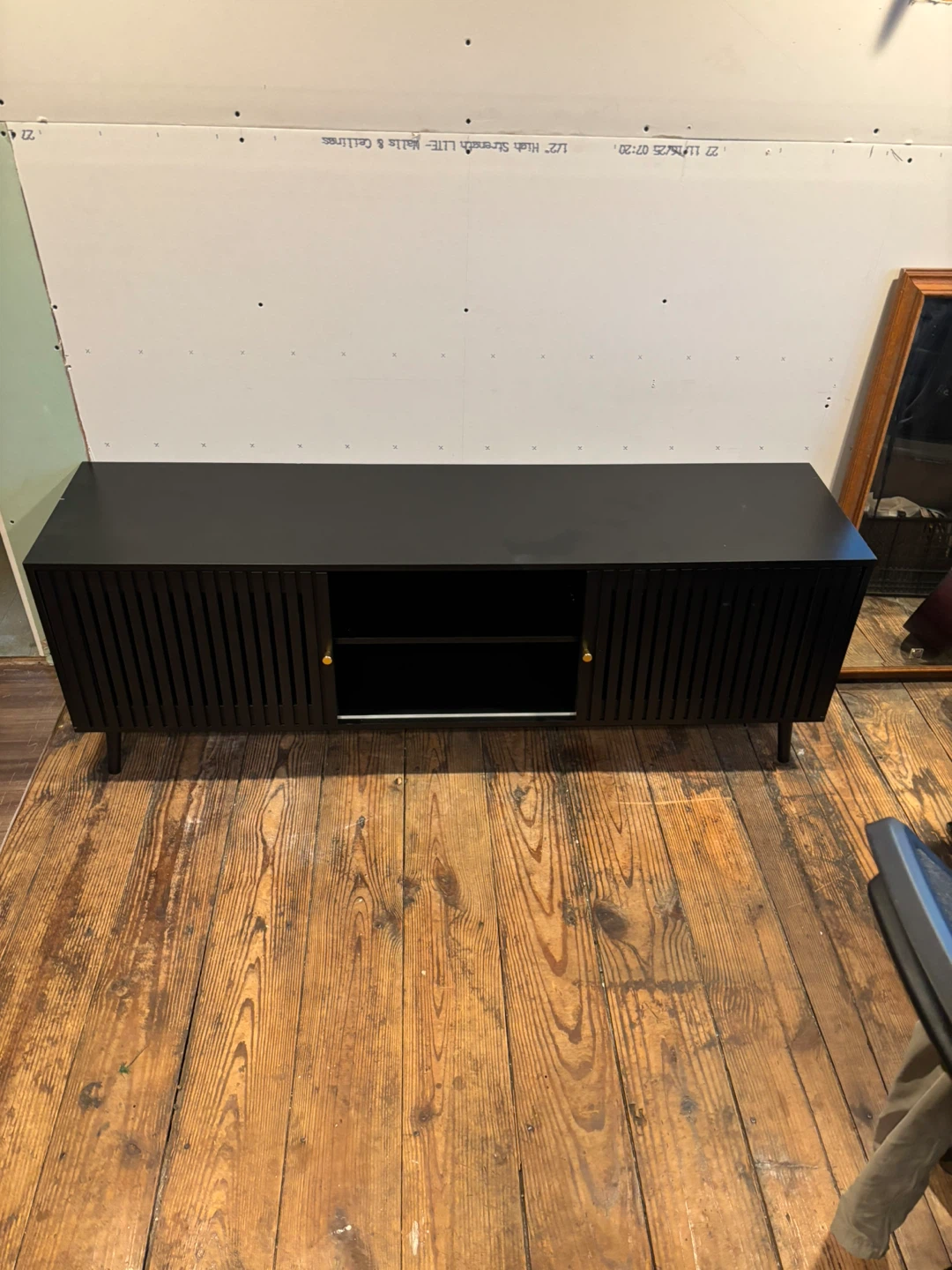 Black Media Console with Sliding Doors - photo 4