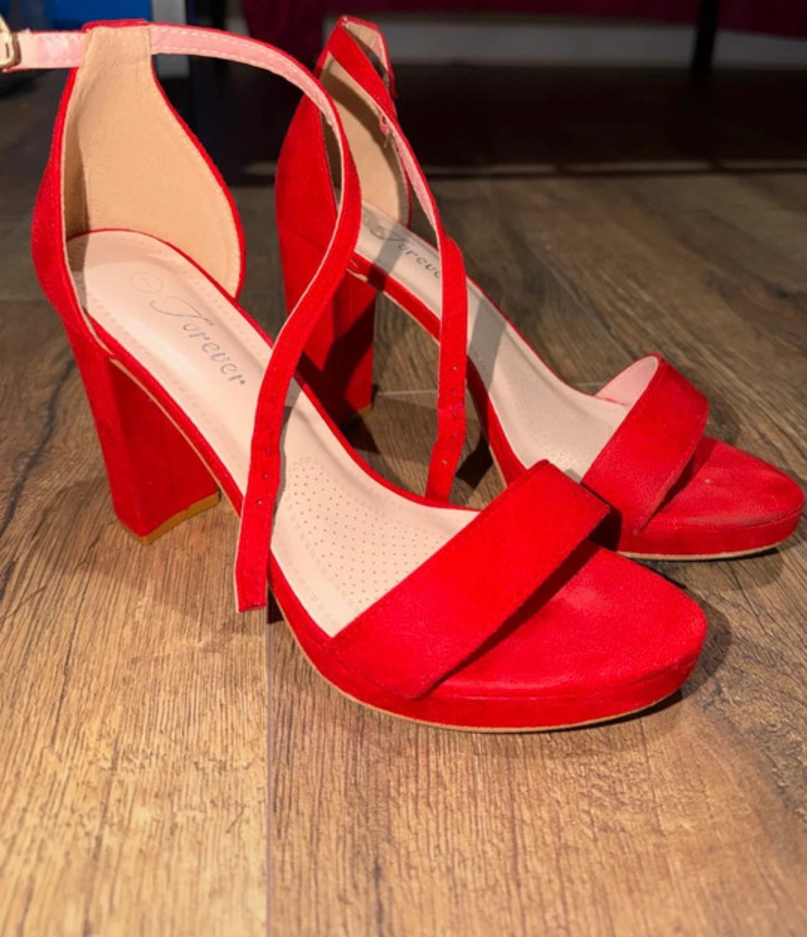 Red Forever 21 Block Heel Sandals