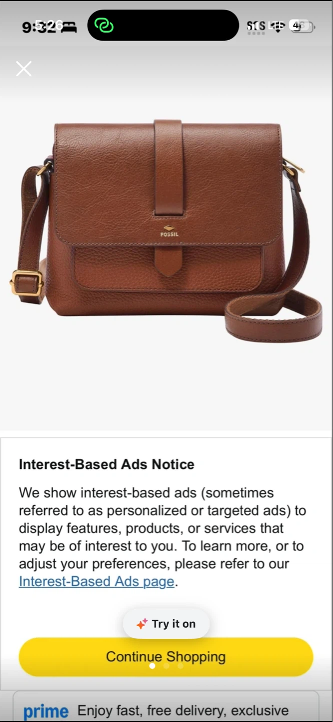 Fossil Crossbody Bag - Brown Leather