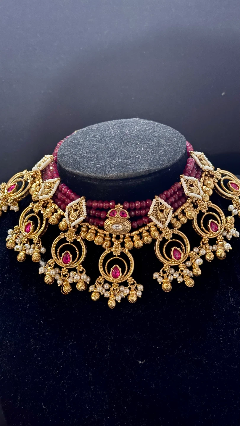 Maroon antique choker set - photo 2