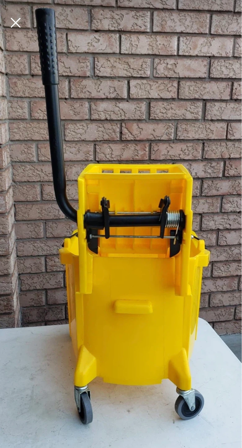 Yellow Rolling Mop Bucket with Wringer - photo 2