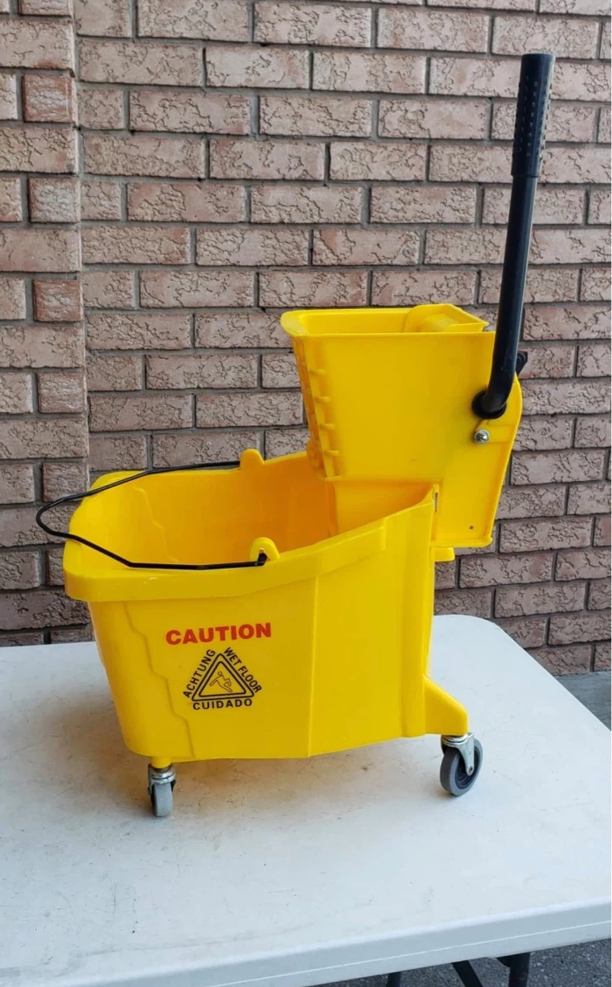 Yellow Rolling Mop Bucket with Wringer