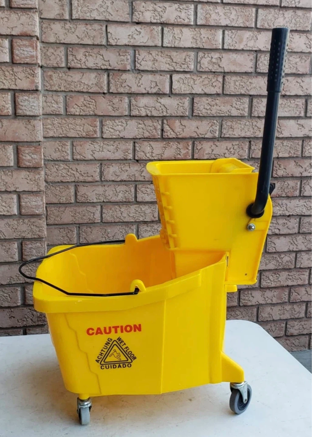 Yellow Rolling Mop Bucket with Wringer - photo 3