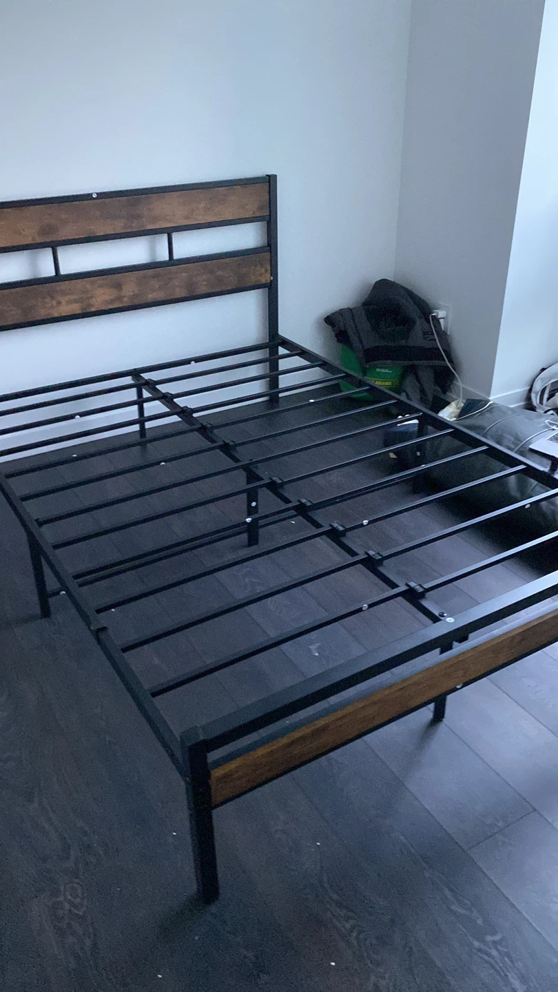 Industrial Style Metal Bed Frame and Mattress
