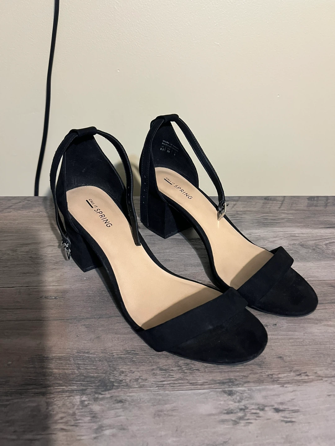 Call It Spring Black Block Heel Sandals