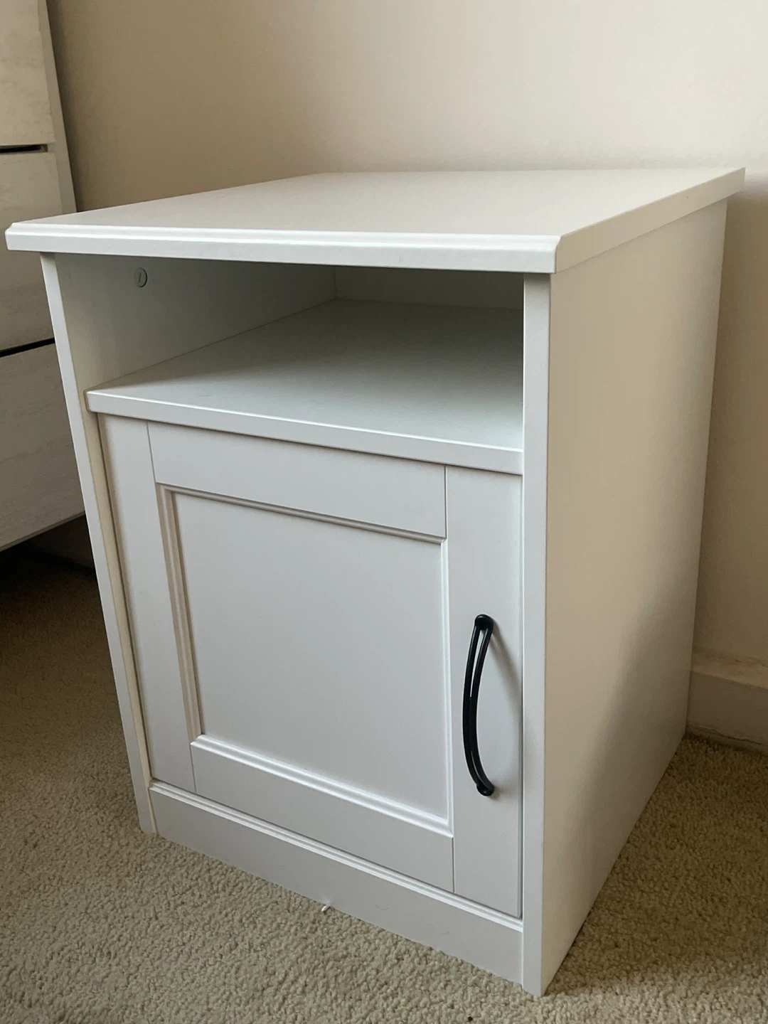 Ikea White Nightstand with Cabinet and Shelf - photo 2