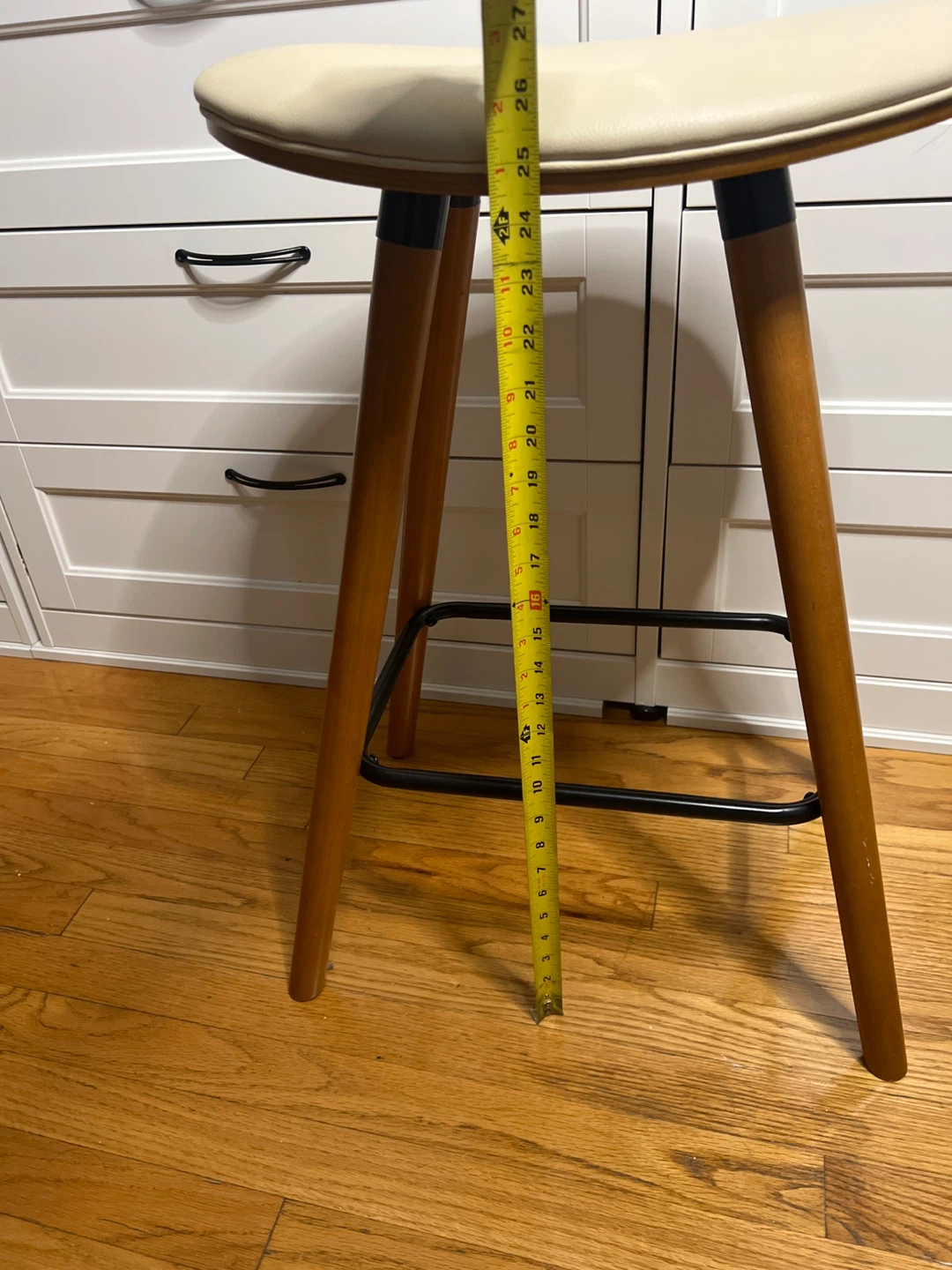 Cream Saddle Stool with Wooden Legs - photo 3