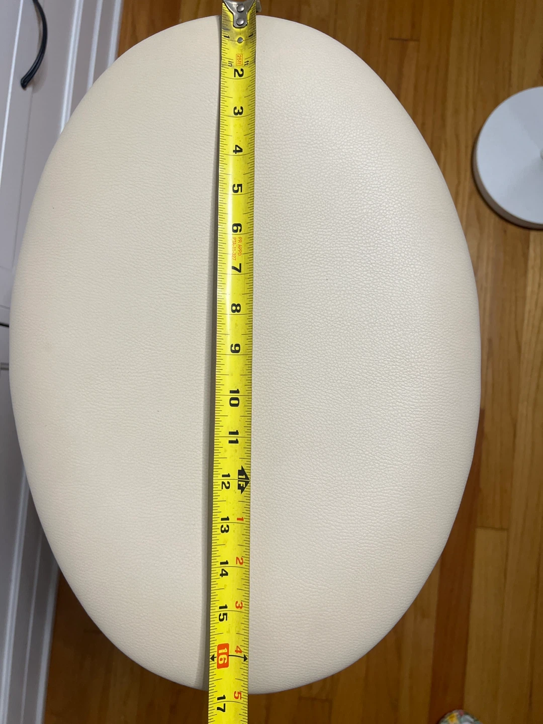 Cream Saddle Stool with Wooden Legs - photo 5