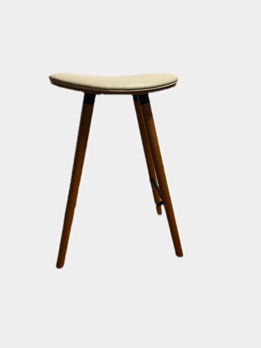 Cream Saddle Stool with Wooden Legs - photo 4