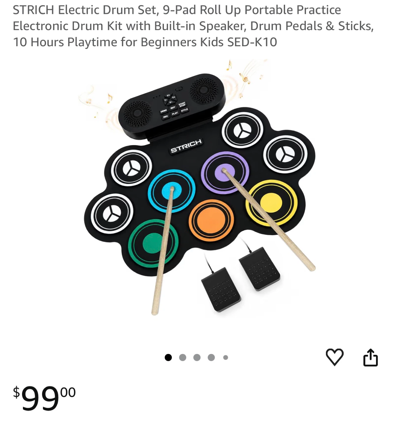 STRICH 9-Pad Electronic Drum Set with Built-in Speaker