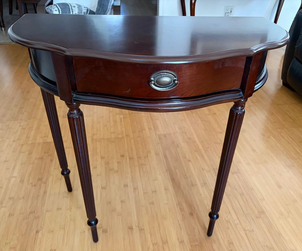 Dark Wood Console Table with Drawer - photo 2