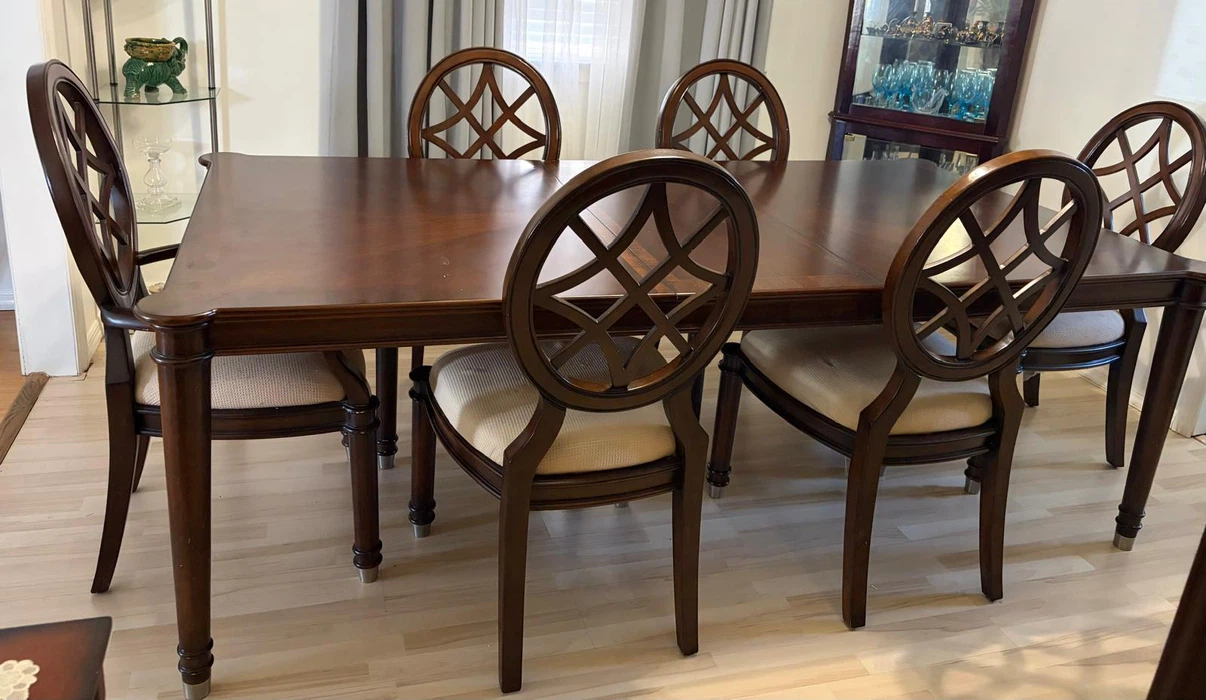 Wooden Dining Table Set with 6 Chairs
