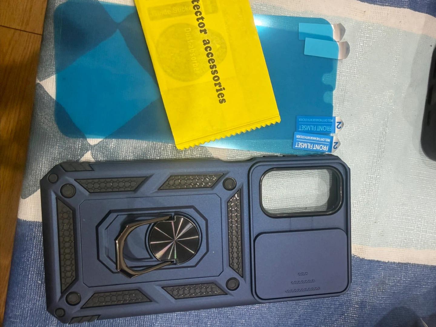 Blue Protective Phone Case with Ring Holder and Screen Protector - photo 2