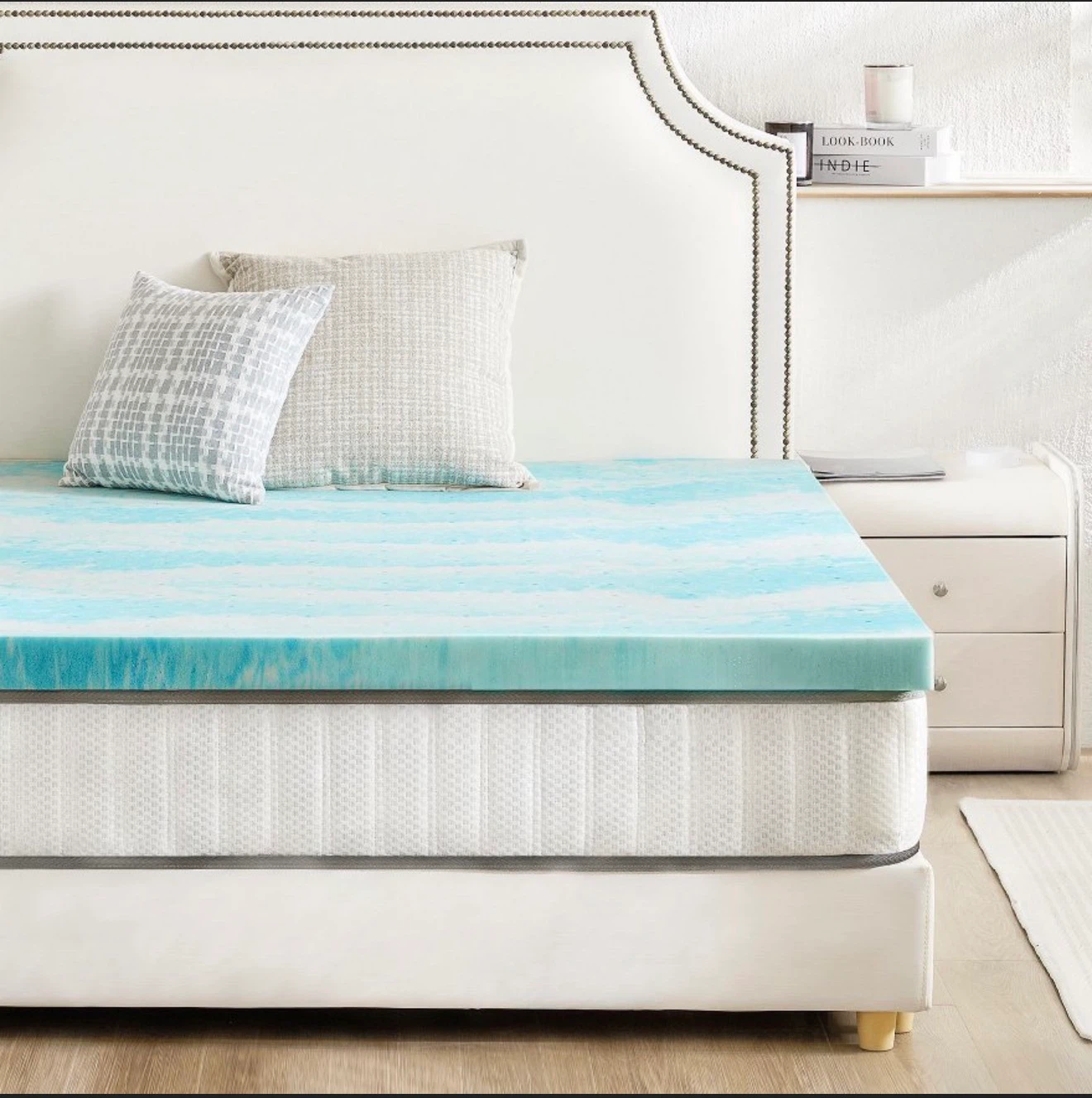 JIONJOY 3inch Gel Memory Foam Queen Mattress Topper - Blue - photo 5