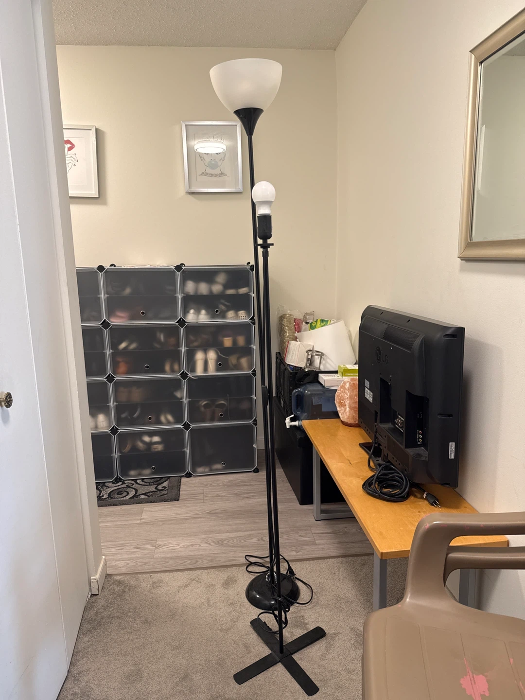Black Floor Lamp with White Shade - photo 2