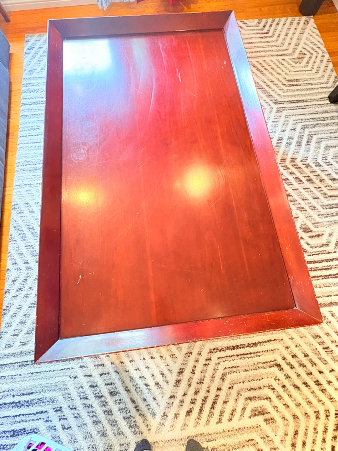 Cherry oak heavy Wooden Coffee Table with Lower Shelf - photo 2