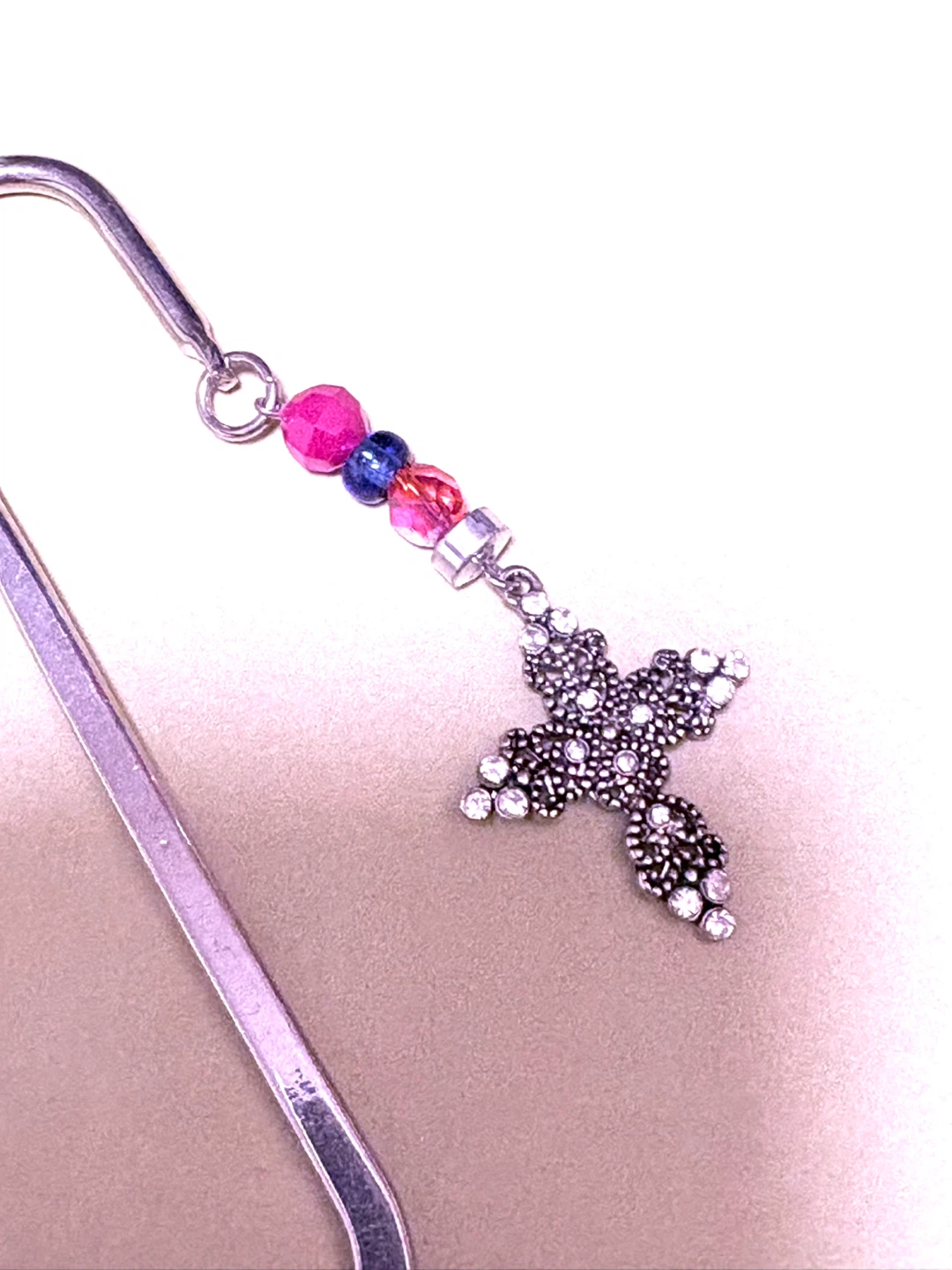 Cross Bookmark with Beads