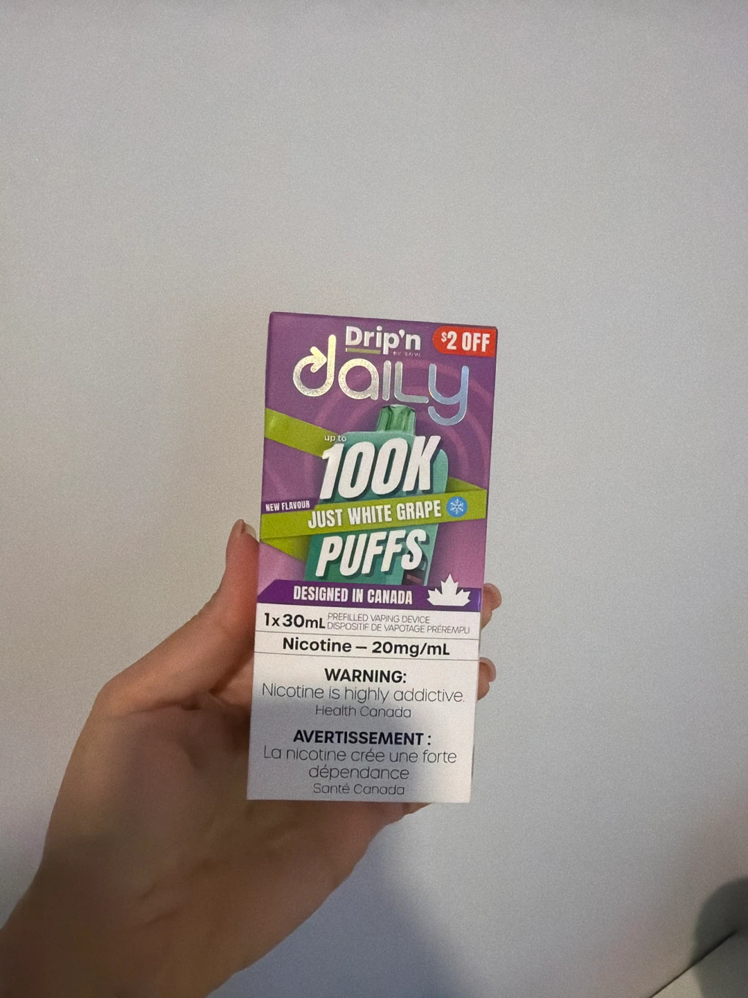 Drip'n Daily 100K Puffs Just White Grape Prefilled Vaping Device