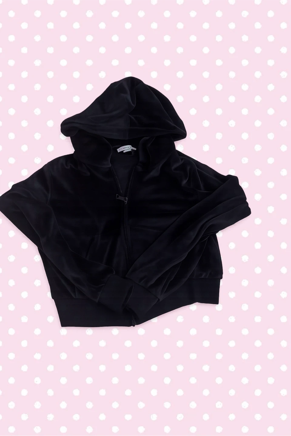Black Velour Zip-Up Hoodie