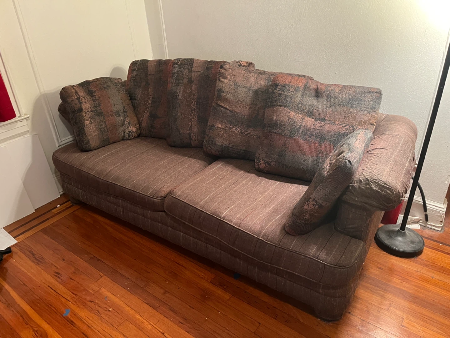 Multiple- color Sofa with Throw Pillows