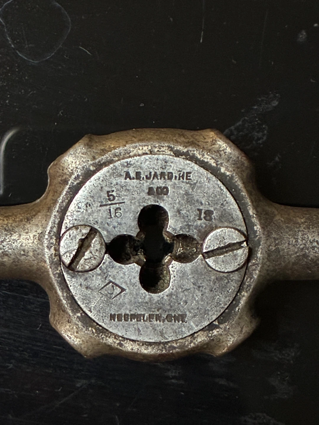 Antique Vintage A.B. Jardine & Co 5/16-18 Split Threading Die - photo 5