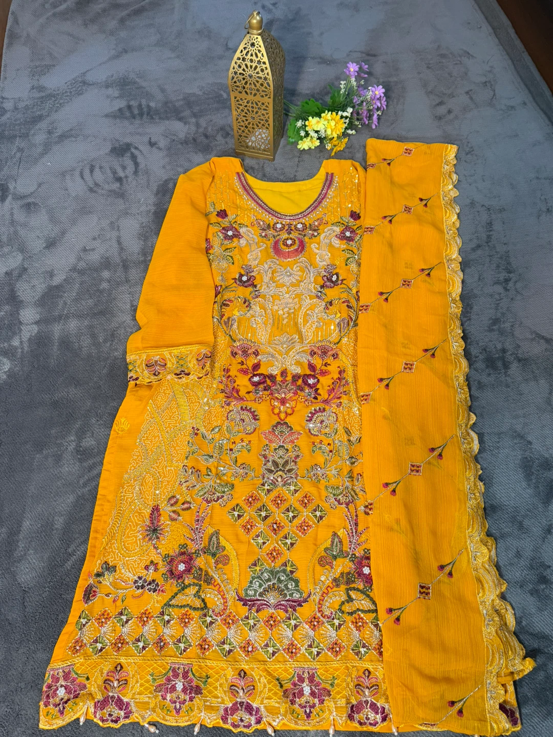 Embroidered Kurti with Dupatta Set