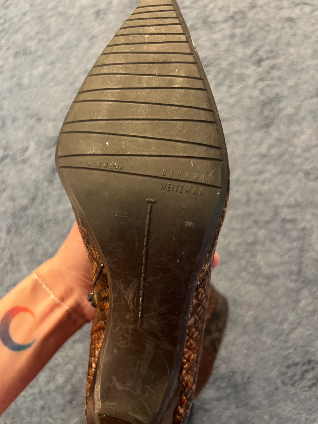 Stuart Weitzman Snake Print Ankle Boots Size 6W - photo 2