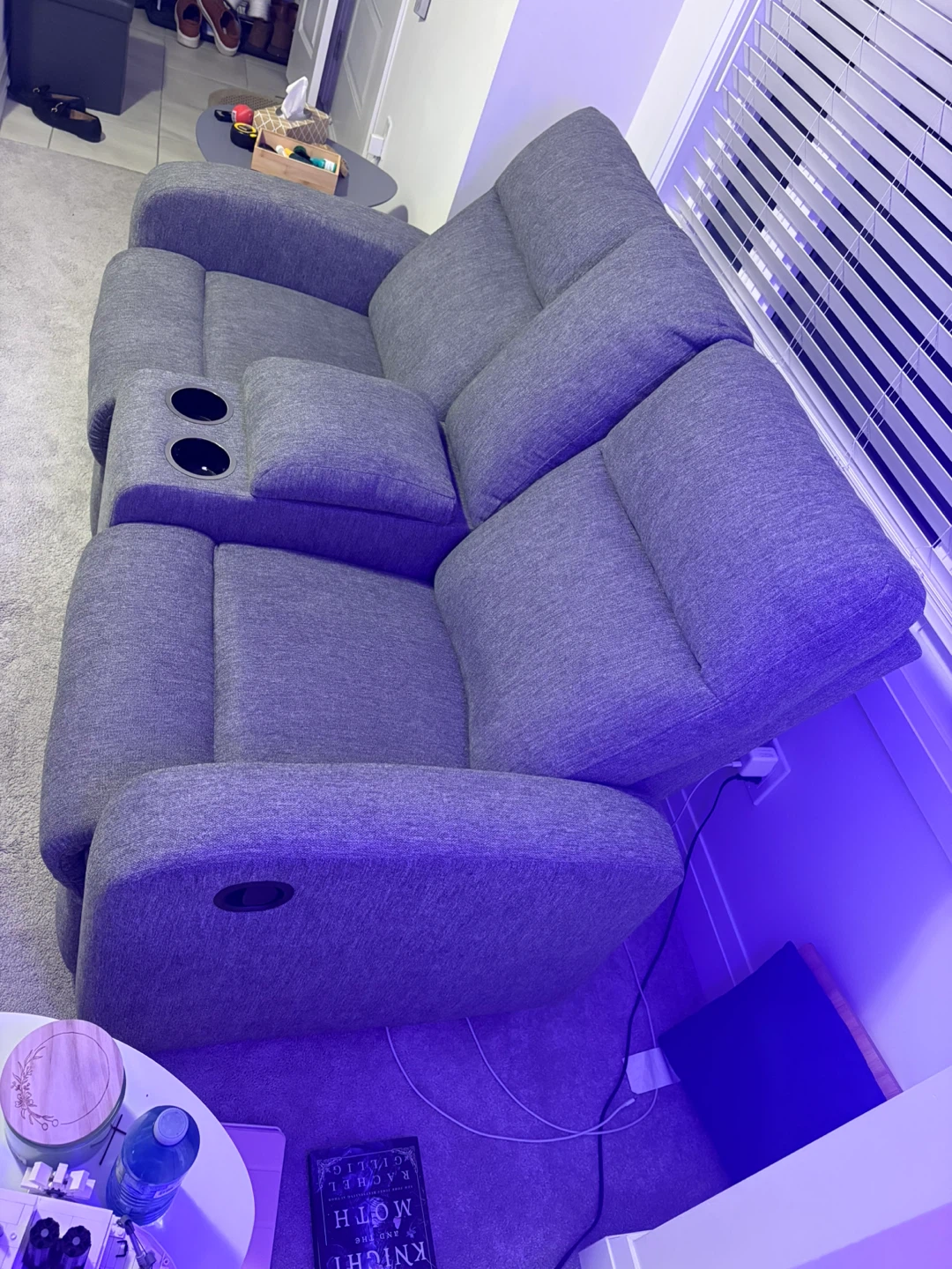 Grey Double Recliner Loveseat with Cup Holders - photo 4