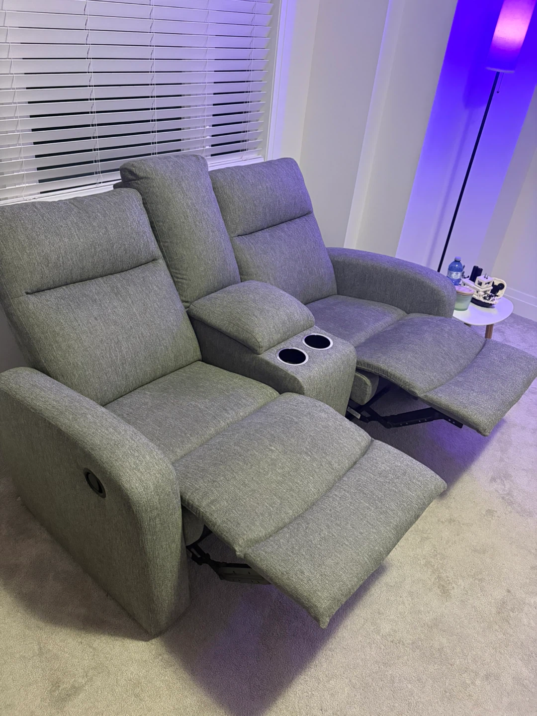 Grey Double Recliner Loveseat with Cup Holders - photo 5