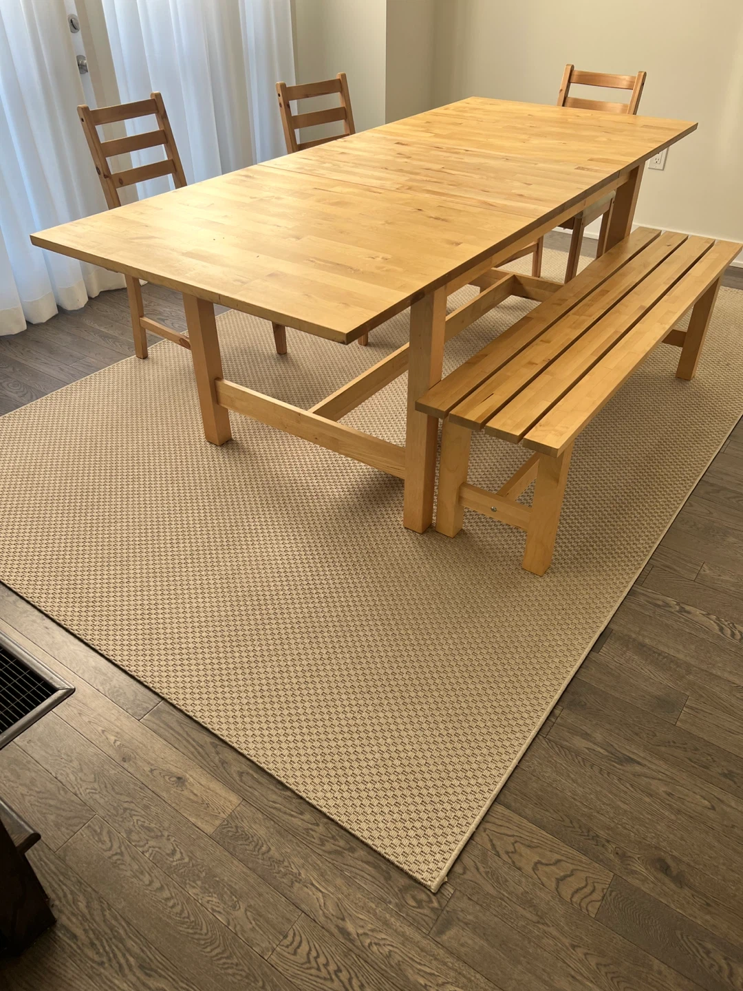 Extendable Dining Table and Bench Set - Light Wood - photo 2