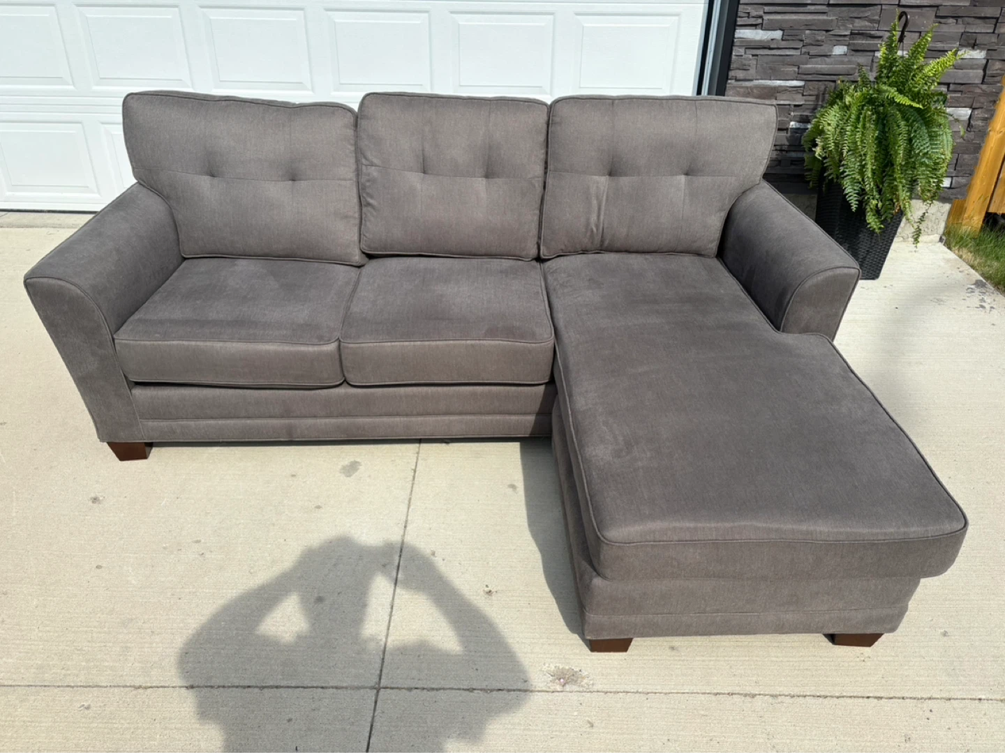 Grey Sectional Sofa with Ottoman.  FREE DELIVERY