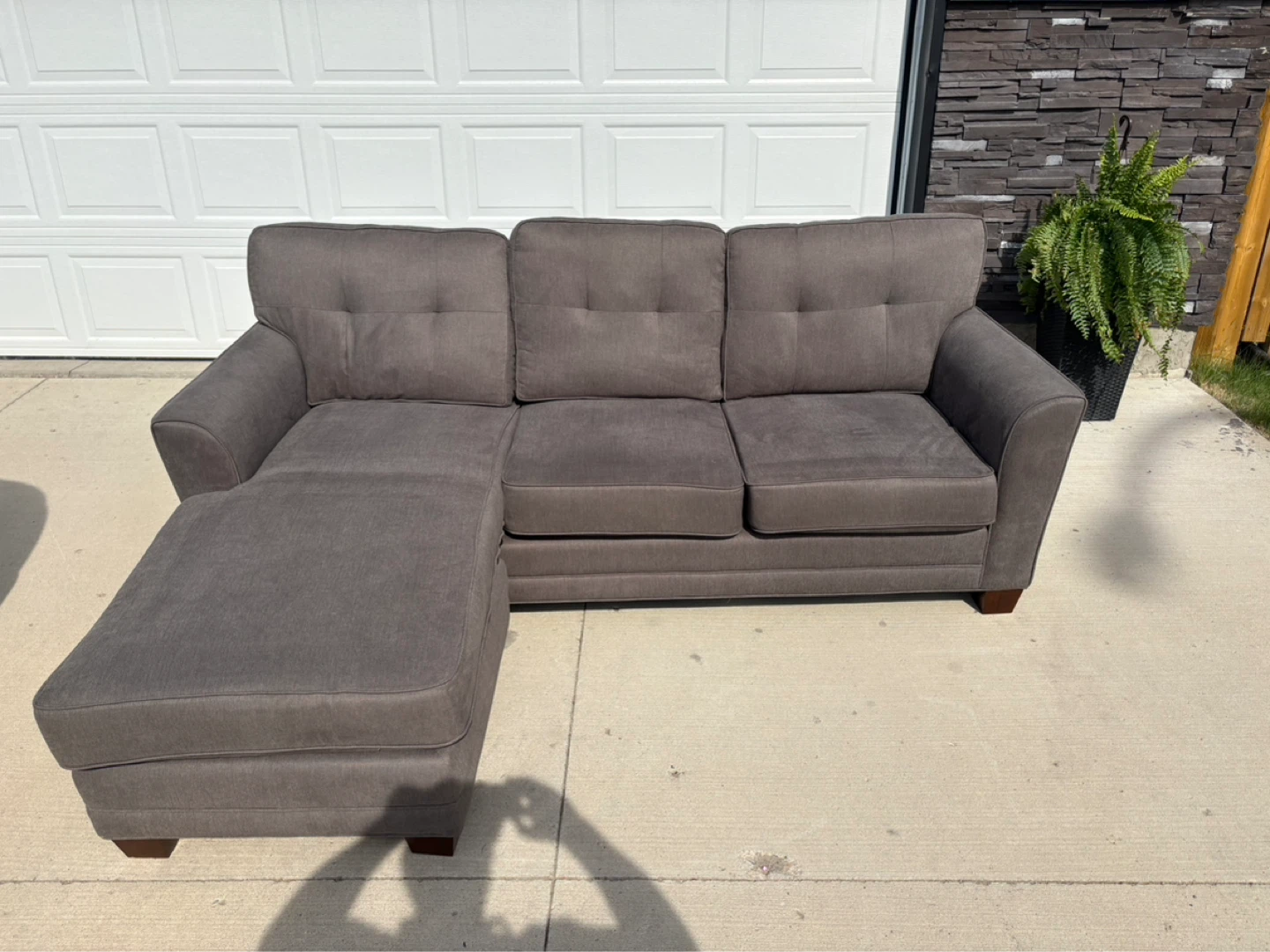 Grey Sectional Sofa with Ottoman.  FREE DELIVERY - photo 2