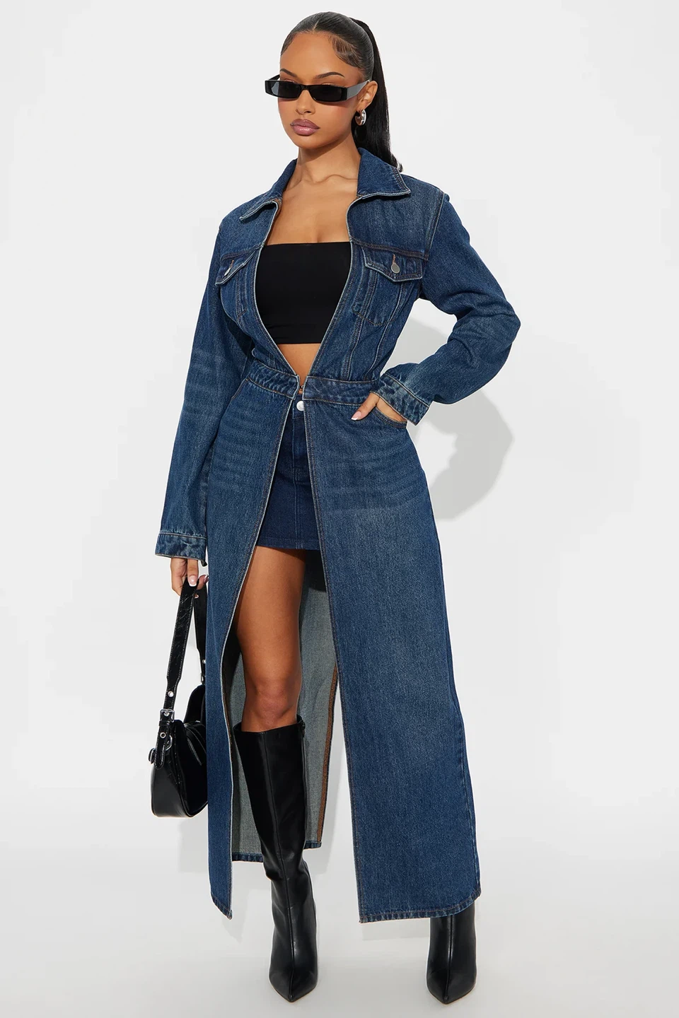 Fashion Nova Denim Trench Coat