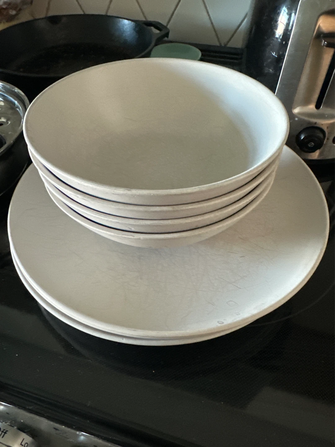 Grey Dinner Plates and Bowls Set