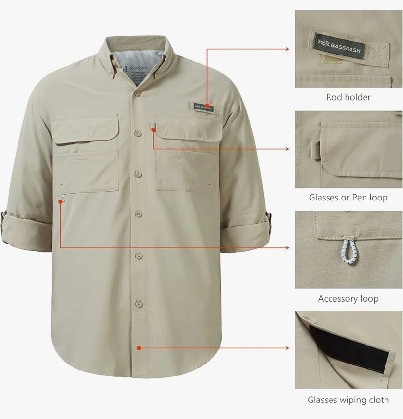 NWT BASSDASH Men's Performance Fishing Hiking Shirt UPF 50 - photo 3