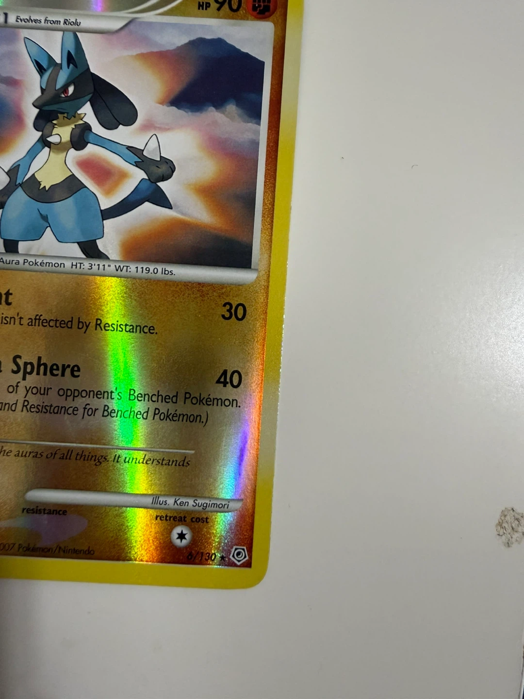 Lucario 6/130 Diamond and Pearl Reverse Holo Pokémon card 2007 - photo 2