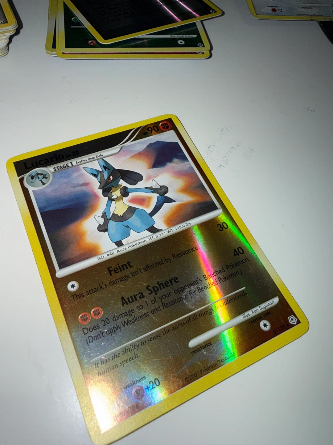 Lucario 6/130 Diamond and Pearl Reverse Holo Pokémon card 2007 - photo 5