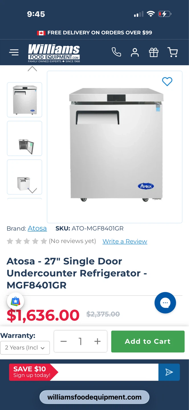 Atosa 27" Single Door Undercounter Refrigerator - photo 5