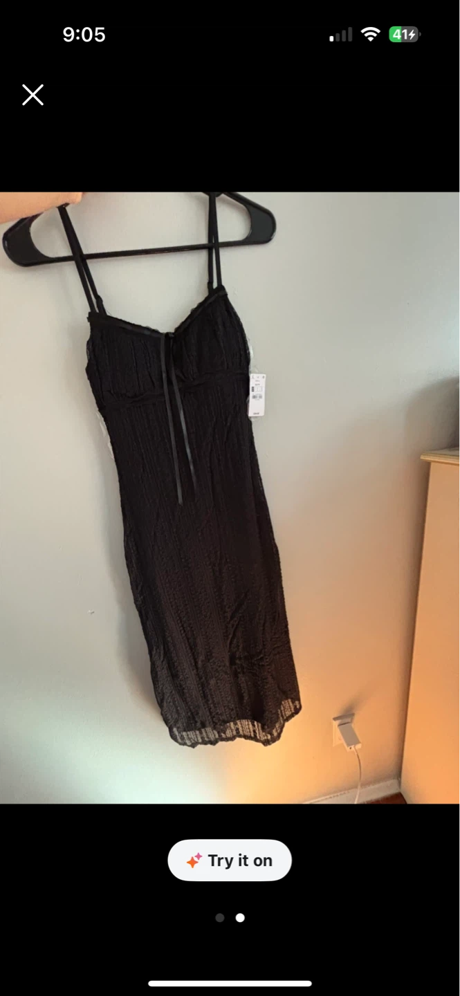 Andane Black Lace Mini Dress