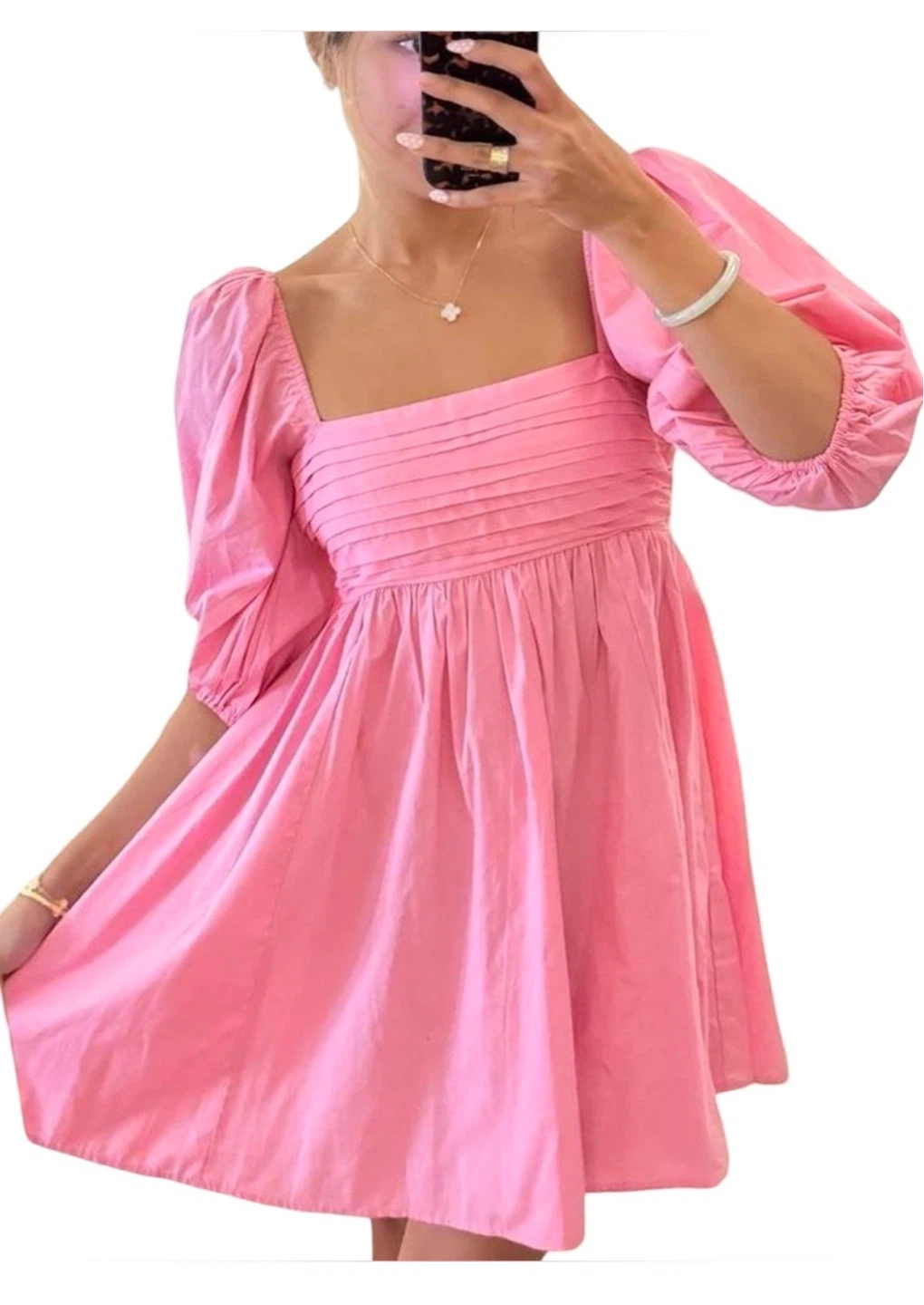 Abercrombie Emerson Pink Babydoll Mini Dress Wedding Guest - photo 3