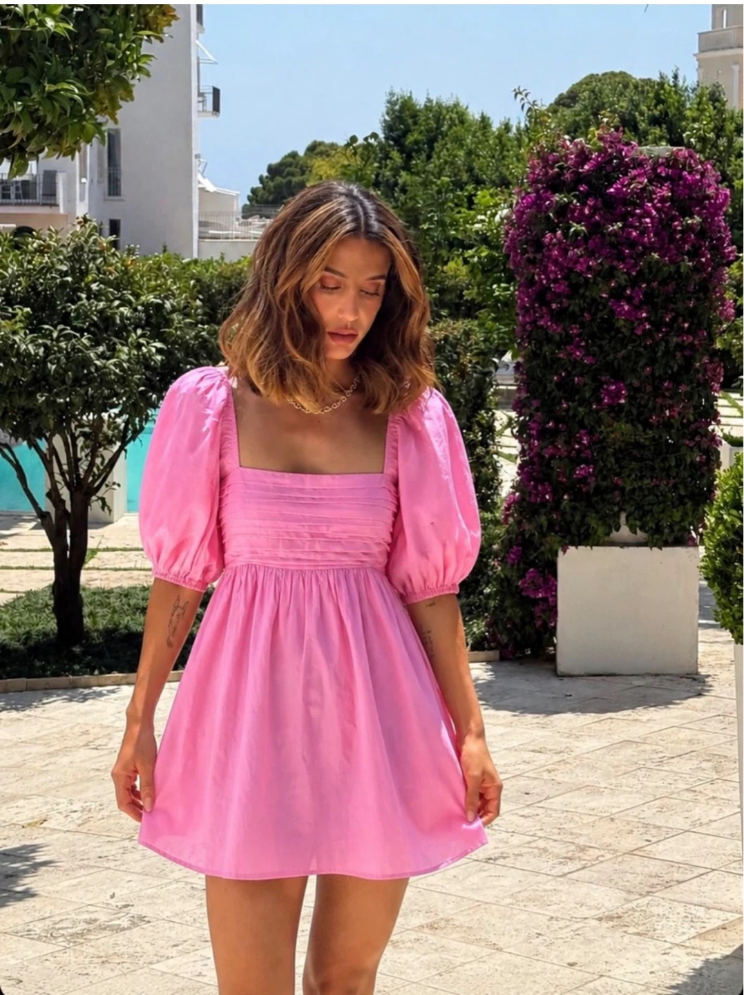 Abercrombie Emerson Pink Babydoll Mini Dress Wedding Guest